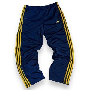 VTG Adidas Men’s Track Sweatpants Baggy Gold/Navy Stripes  Joggers Relaxed Fit